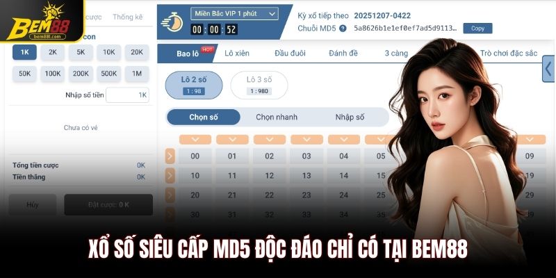 Xổ số siêu cấp MD5 độc đáo chỉ có tại BEM88